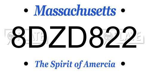 8DZD822 Massachusetts License Plate