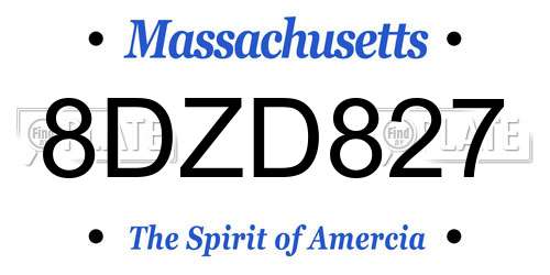 8DZD827 Massachusetts License Plate