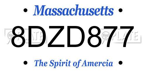 8DZD877 Massachusetts License Plate