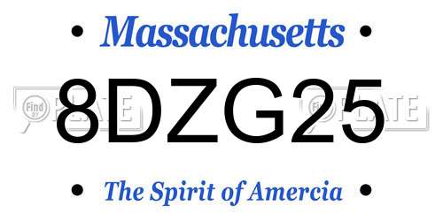 8DZG25 Massachusetts License Plate
