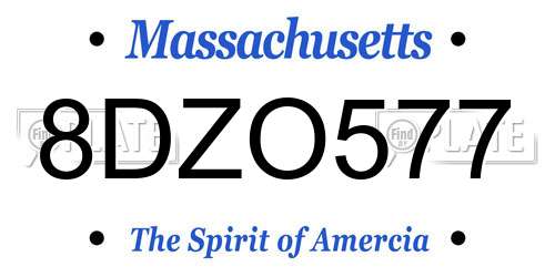8DZO577 Massachusetts License Plate