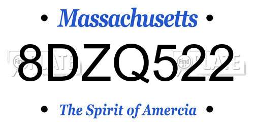 8DZQ522 Massachusetts License Plate