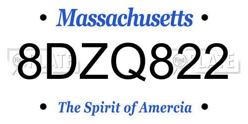 8DZQ822 Massachusetts License Plate