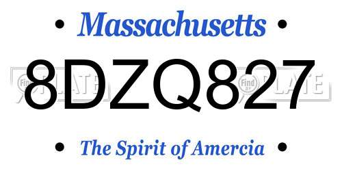 8DZQ827 Massachusetts License Plate
