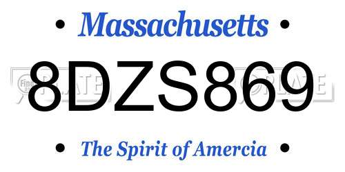 8DZS869 Massachusetts License Plate