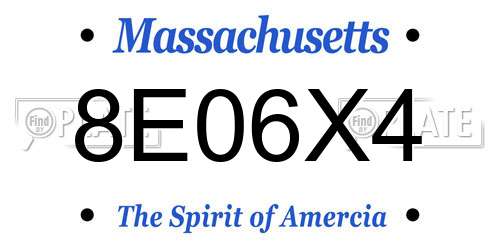 8E06X4 Massachusetts License Plate