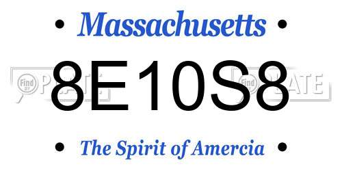 8E10S8 Massachusetts License Plate