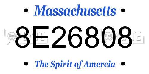 8E26808 Massachusetts License Plate