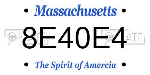 8E40E4 Massachusetts License Plate