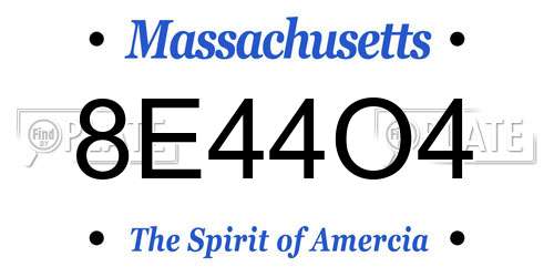 8E44O4 Massachusetts License Plate