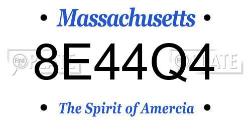 8E44Q4 Massachusetts License Plate