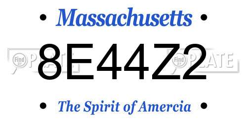 8E44Z2 Massachusetts License Plate