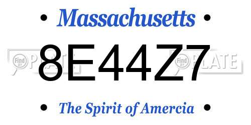 8E44Z7 Massachusetts License Plate