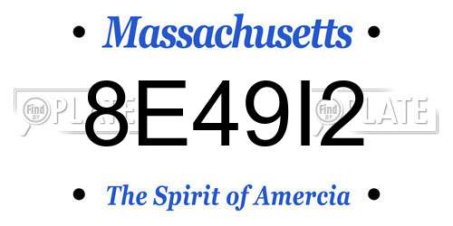 8E49I2 Massachusetts License Plate