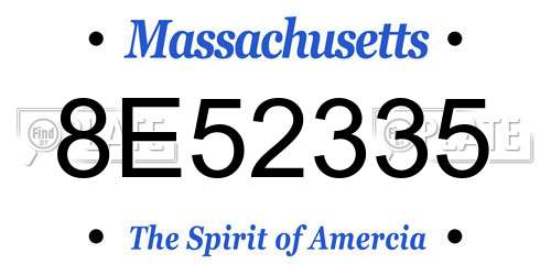 8E52335 Massachusetts License Plate