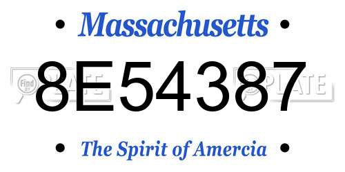 8E54387 Massachusetts License Plate