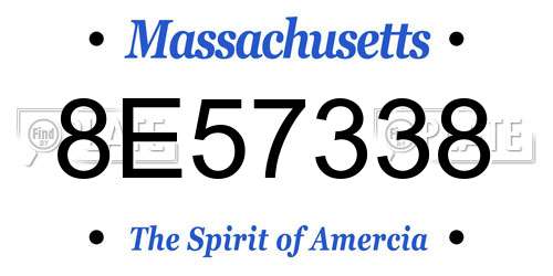 8E57338 Massachusetts License Plate