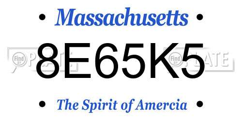 8E65K5 Massachusetts License Plate