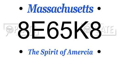 8E65K8 Massachusetts License Plate
