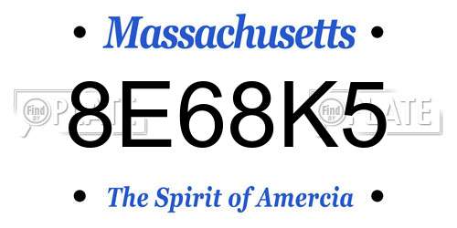 8E68K5 Massachusetts License Plate