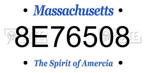 8E76508 Massachusetts License Plate