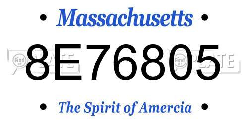 8E76805 Massachusetts License Plate