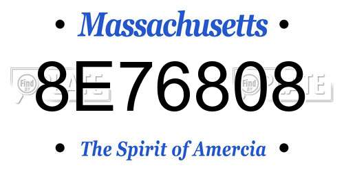 8E76808 Massachusetts License Plate