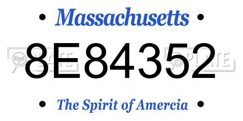 8E84352 Massachusetts License Plate