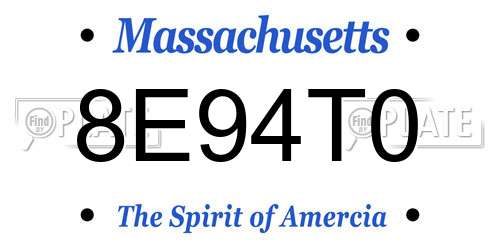 8E94T0 Massachusetts License Plate