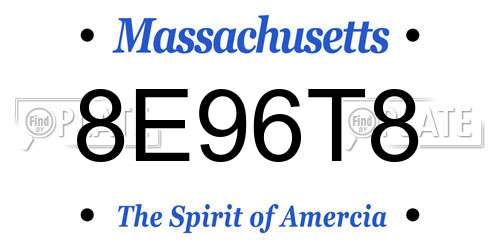 8E96T8 Massachusetts License Plate