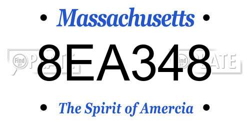 8EA348 Massachusetts License Plate