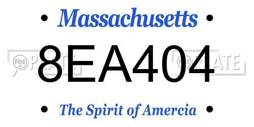 8EA404 Massachusetts License Plate