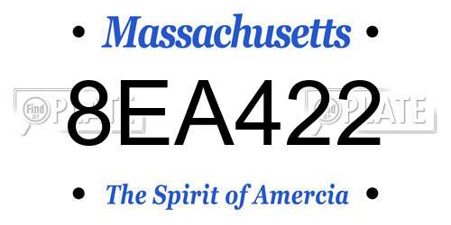 8EA422 Massachusetts License Plate