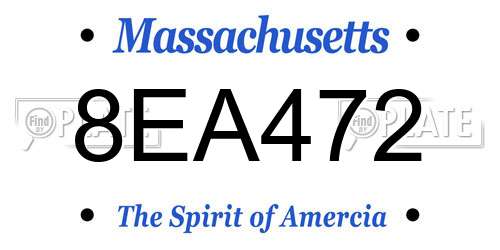 8EA472 Massachusetts License Plate