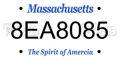 8EA8085 Massachusetts License Plate
