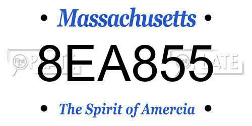 8EA855 Massachusetts License Plate