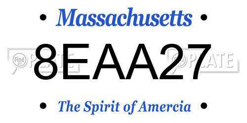 8EAA27 Massachusetts License Plate