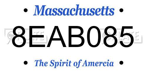 8EAB085 Massachusetts License Plate