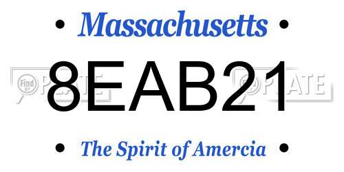 8EAB21 Massachusetts License Plate
