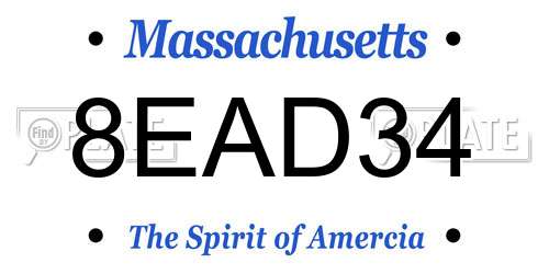 8EAD34 Massachusetts License Plate