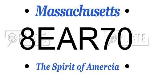 8EAR70 Massachusetts License Plate