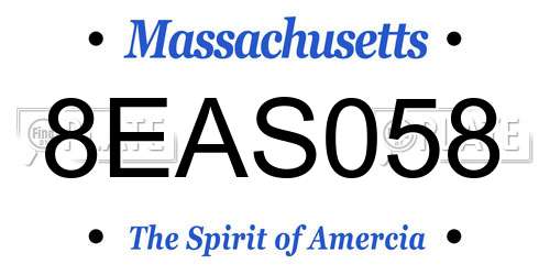 8EAS058 Massachusetts License Plate
