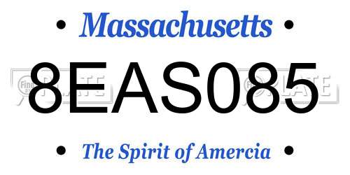 8EAS085 Massachusetts License Plate