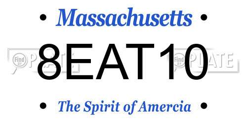 8EAT10 Massachusetts License Plate