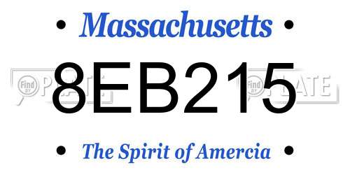 8EB215 Massachusetts License Plate