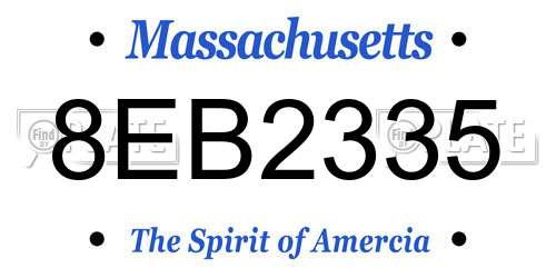 8EB2335 Massachusetts License Plate