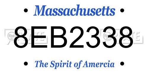 8EB2338 Massachusetts License Plate