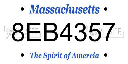 8EB4357 Massachusetts License Plate
