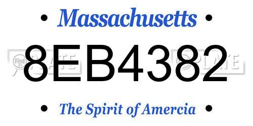 8EB4382 Massachusetts License Plate