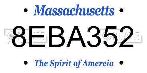 8EBA352 Massachusetts License Plate